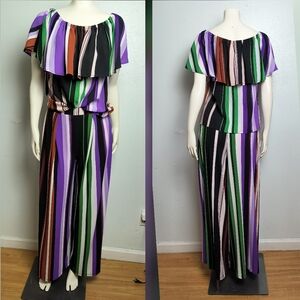 Bar lll Set 2 Pcs Y2K Striped Wide Leg Of The Shoulder Size M/S Multi